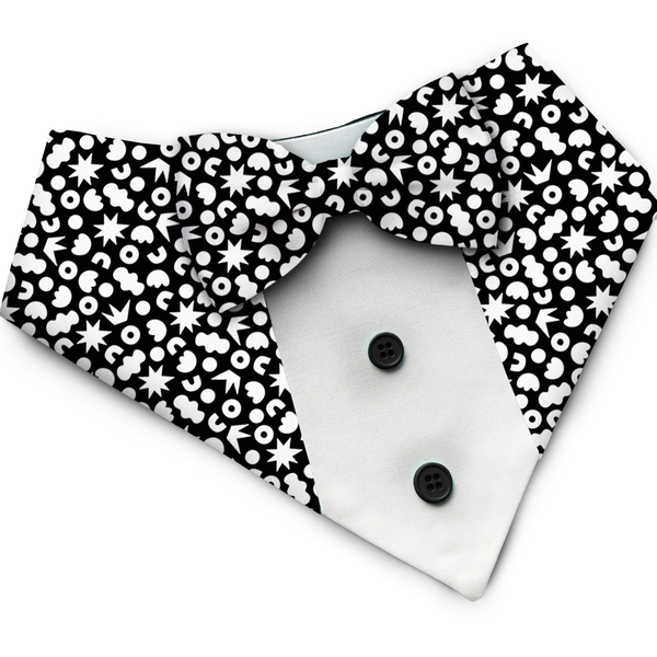 PawsIndia Starry Night Pattern Tuxedo Bandana with Matching Bow for Dogs and Cats
