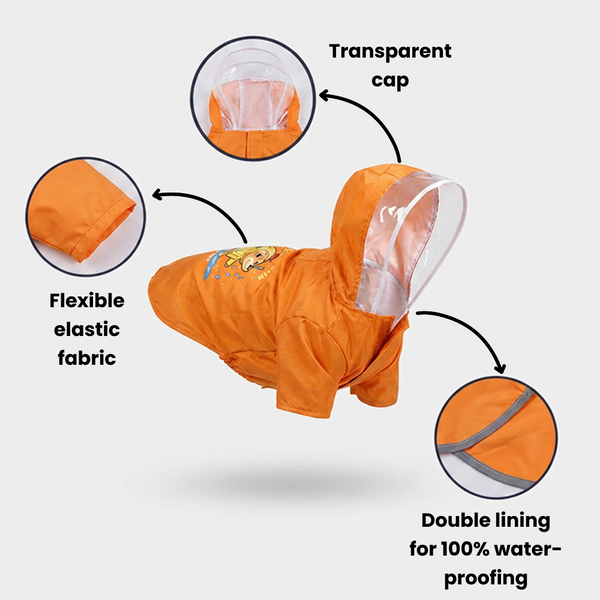 Pets Way Mistiq Orange Rainbhaw Raincoat for Dogs