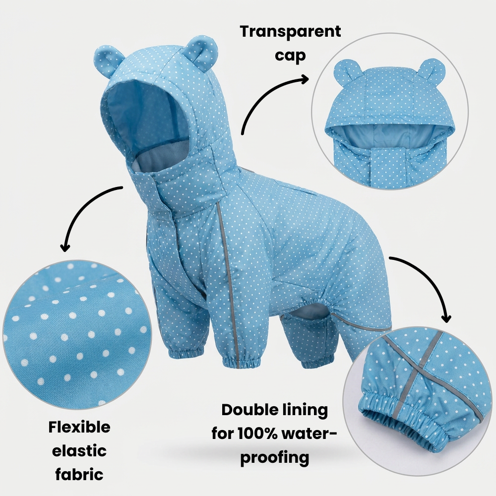 Skatrs Drizzle Dazzle Raincoat for Dogs (Light Blue) Dogs-Clothing & Accessories Skatrs