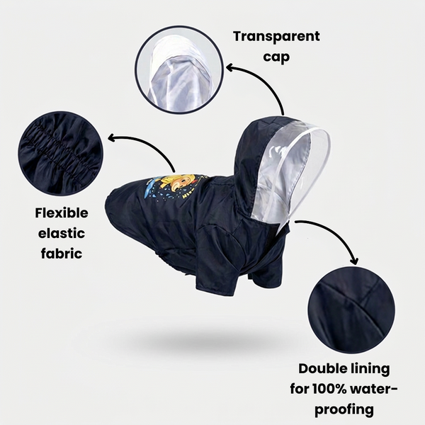 Pets Way Mistiq Coal Paw In The Rain Raincoat for Dogs