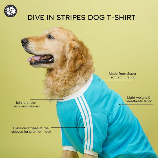 Pets Way Dive In Stripes Tshirt for Dogs (Ocean)