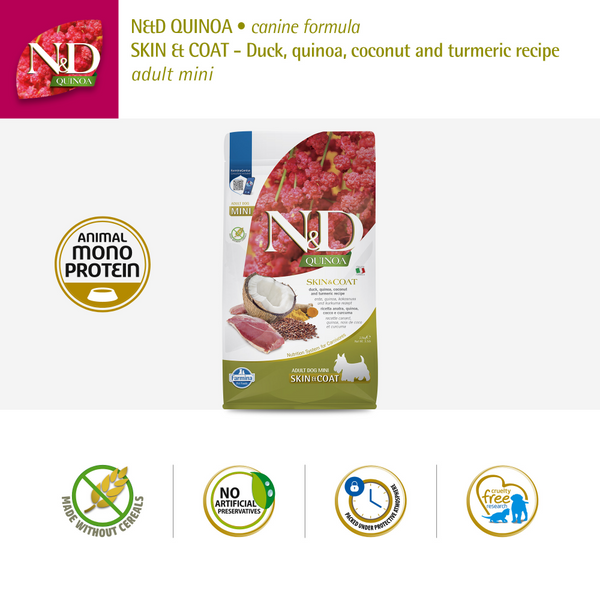 Farmina N&D Quinoa Duck Coconut & Turmeric Skin & Coat Grain Free Mini Adult Dog Dry Food