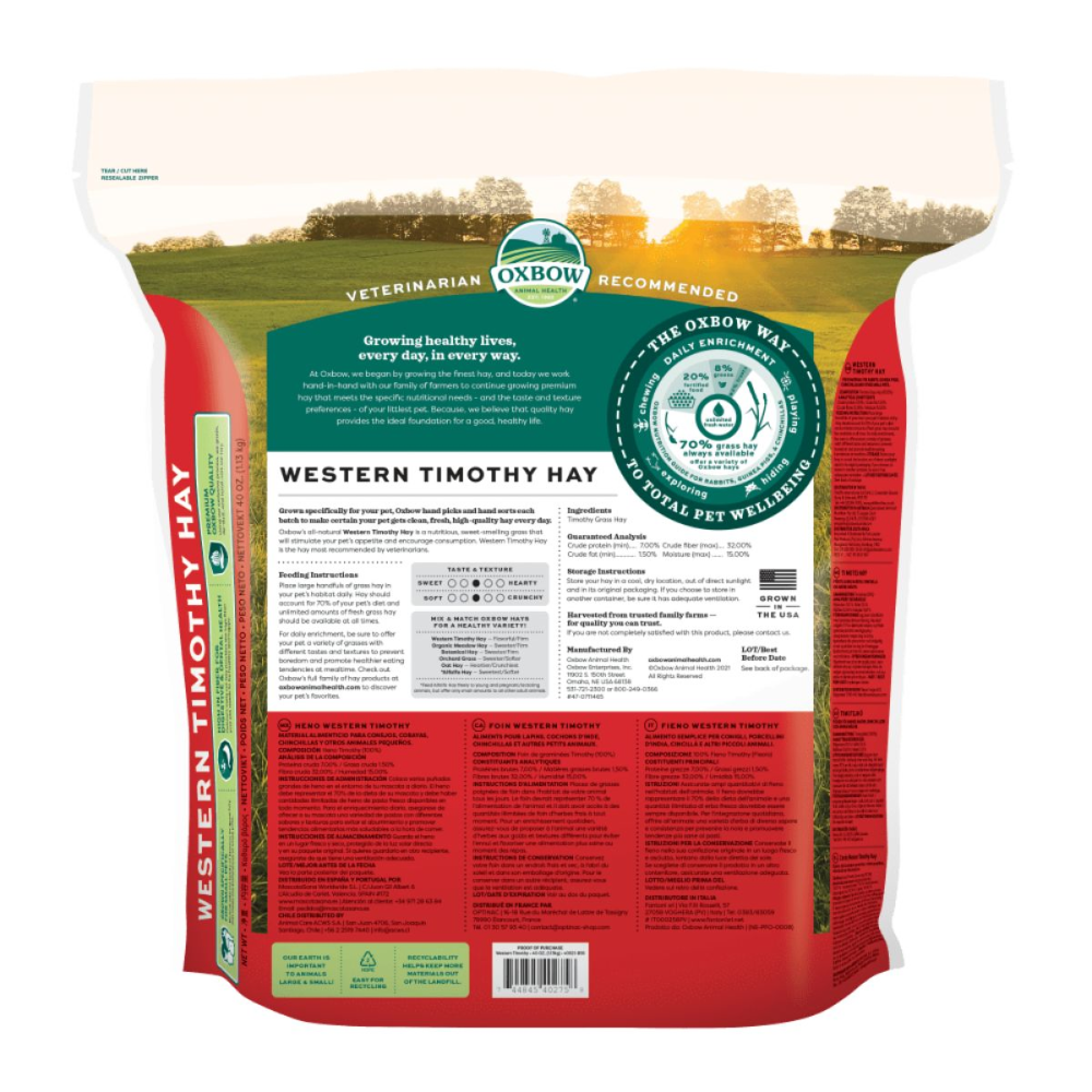 Oxbow Western Timothy Hay Dry Food for Rabbits and Guinea Pigs