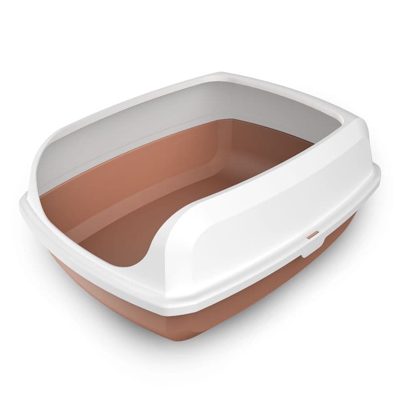 PetGains Semi Closed Anti Overflow Litter Tray with Scooper for Cats (Brown)