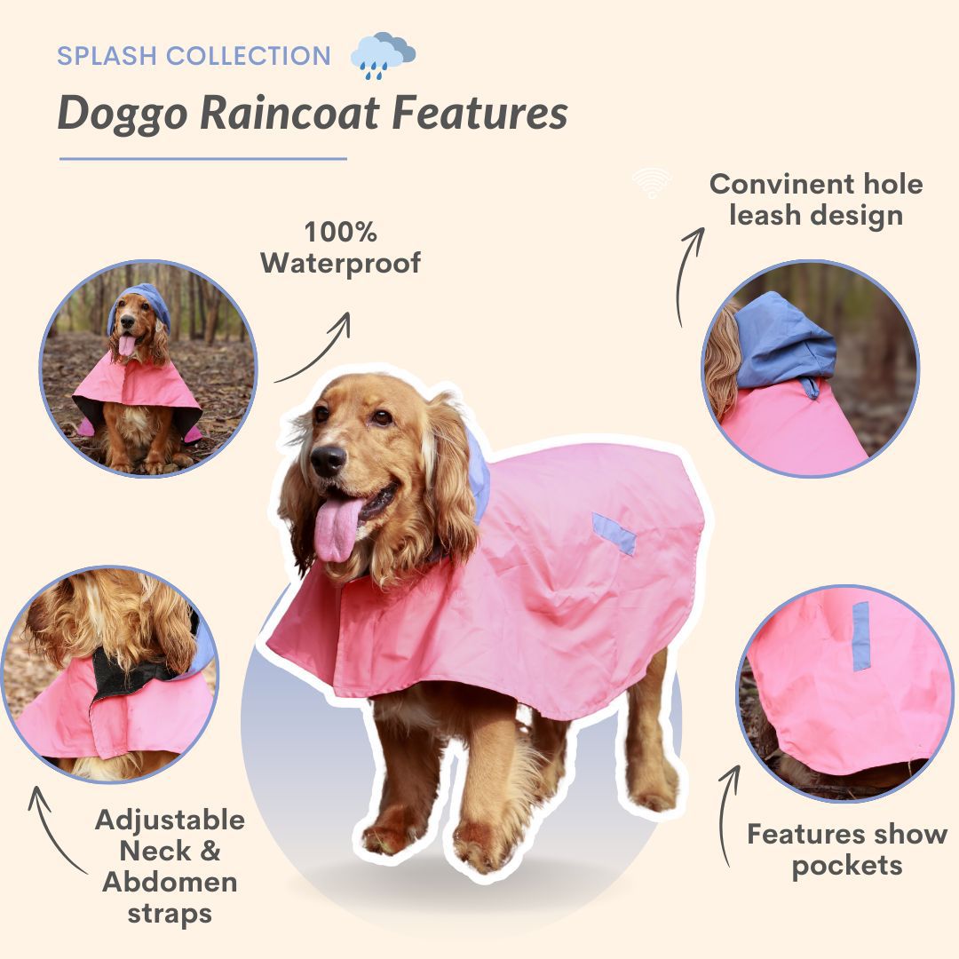 Pet Set Go Dual Colour Cape Style Raincoat for Dogs (Pink) Dogs-Clothing & Accessories Pet Set Go