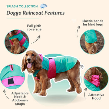 Pet Set Go Splash Waterproof Raincoat for Dogs (Aqua Pink)