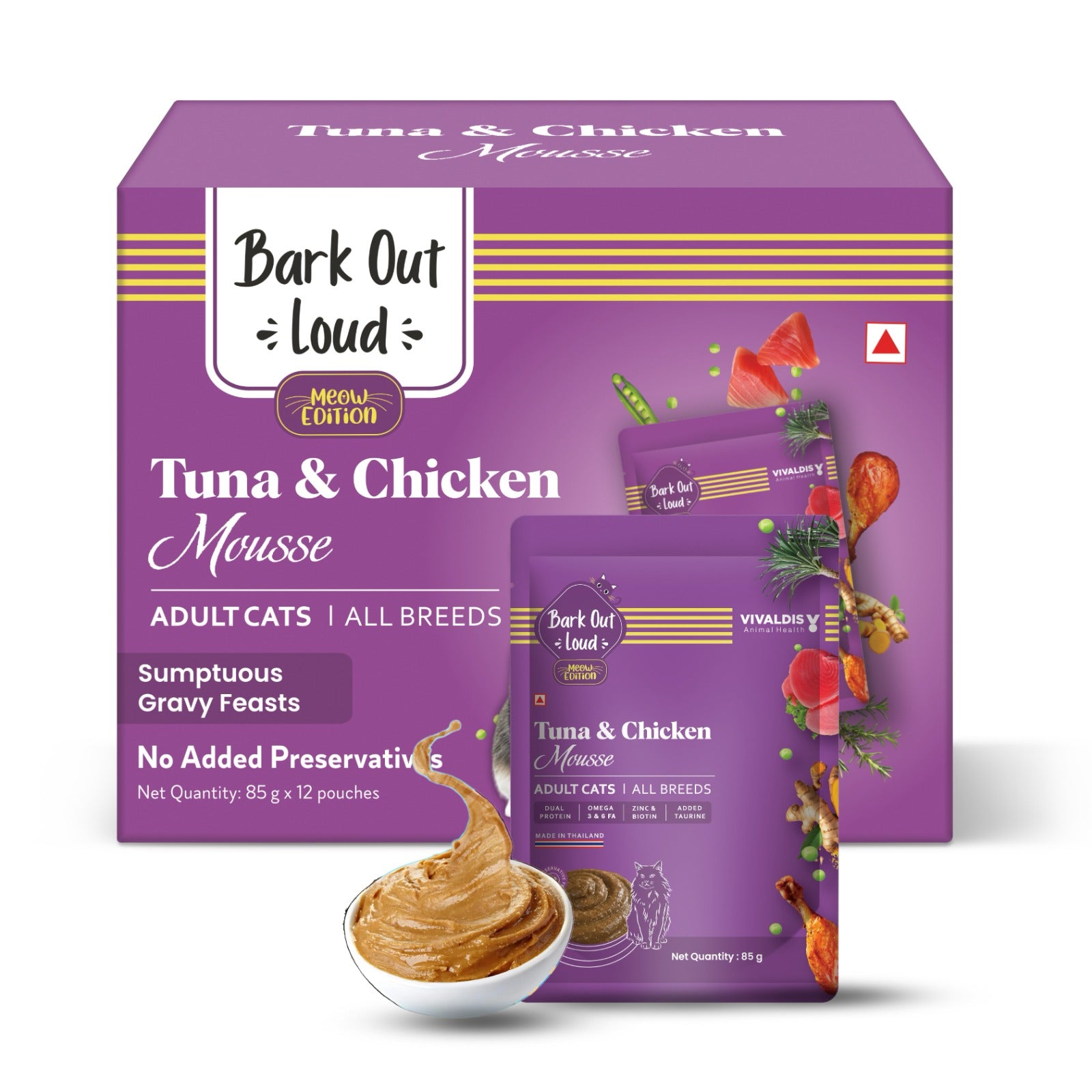 Bark Out Loud Fresh Tuna & Chicken Mousse Cat Wet Food Cats-Wet Food Bark Out Loud 12x85g