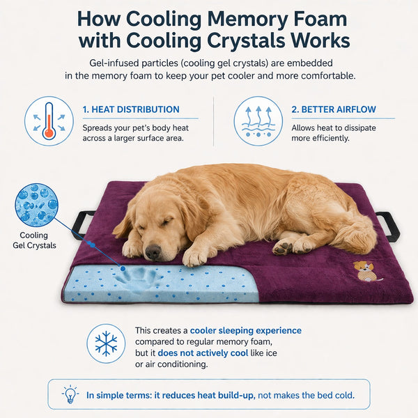Petter World Orthopedic Memory Foam Base with Cooling Gel Summer Mat for Dogs and Cats (Mocha Brown)