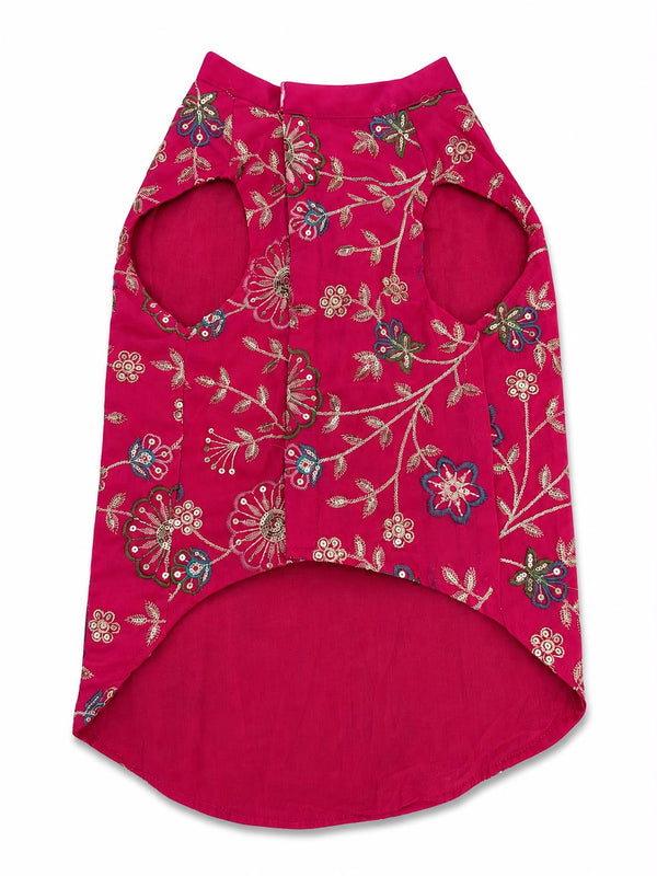 Skatrs Maharaja Handcrafted Sherwani for Dogs and Cats (Fuchsia)