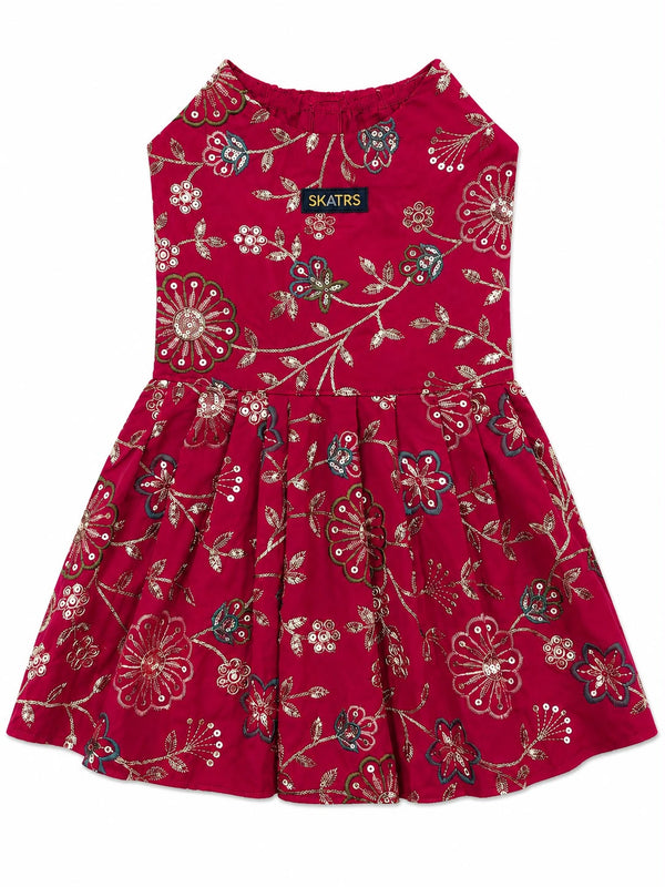 Skatrs Maharani Handcrafted Lehenga Dress for Dogs and Cats (Fuchsia)