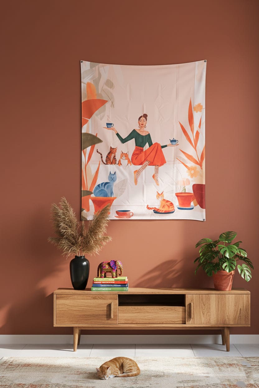 EverythingBoho Cat Lady's Home Tapestry Wall Art Pet Parent-Gifting & Merch EverythingBoho Dropship 40x50in