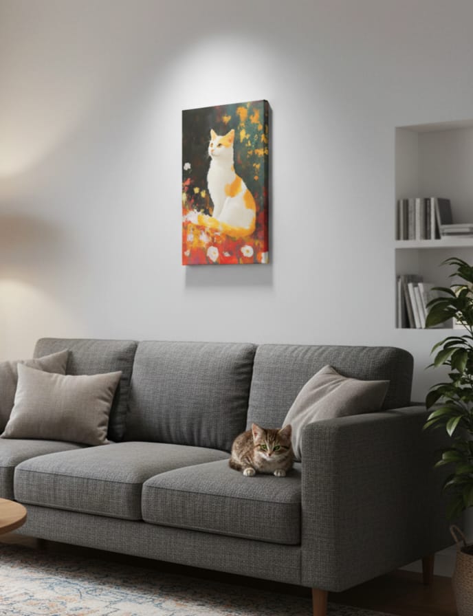 EverythingBoho The Farsighted Cat Wall Art (White) Pet Parent-Gifting & Merch EverythingBoho Dropship