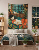 EverythingBoho Girl & Cat Reading Corner Tapestry Wall Art Pet Parent-Gifting & Merch EverythingBoho Dropship 26x36in