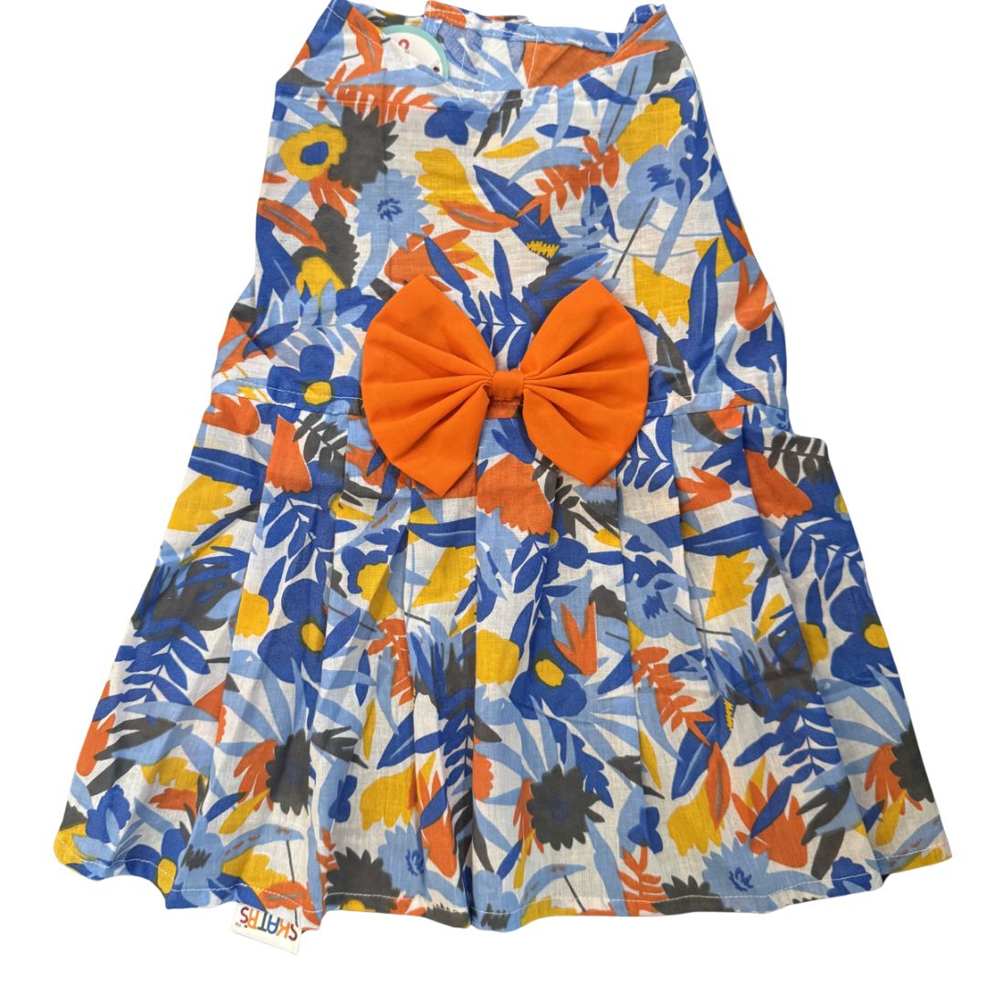 Skatrs Cotton Dress for Dogs and Cats (Blue Beach Print) Both-Clothing & Accessories Skatrs