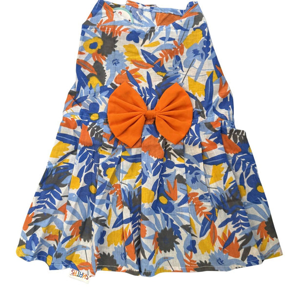 Skatrs Cotton Dress for Dogs and Cats (Blue Beach Print)