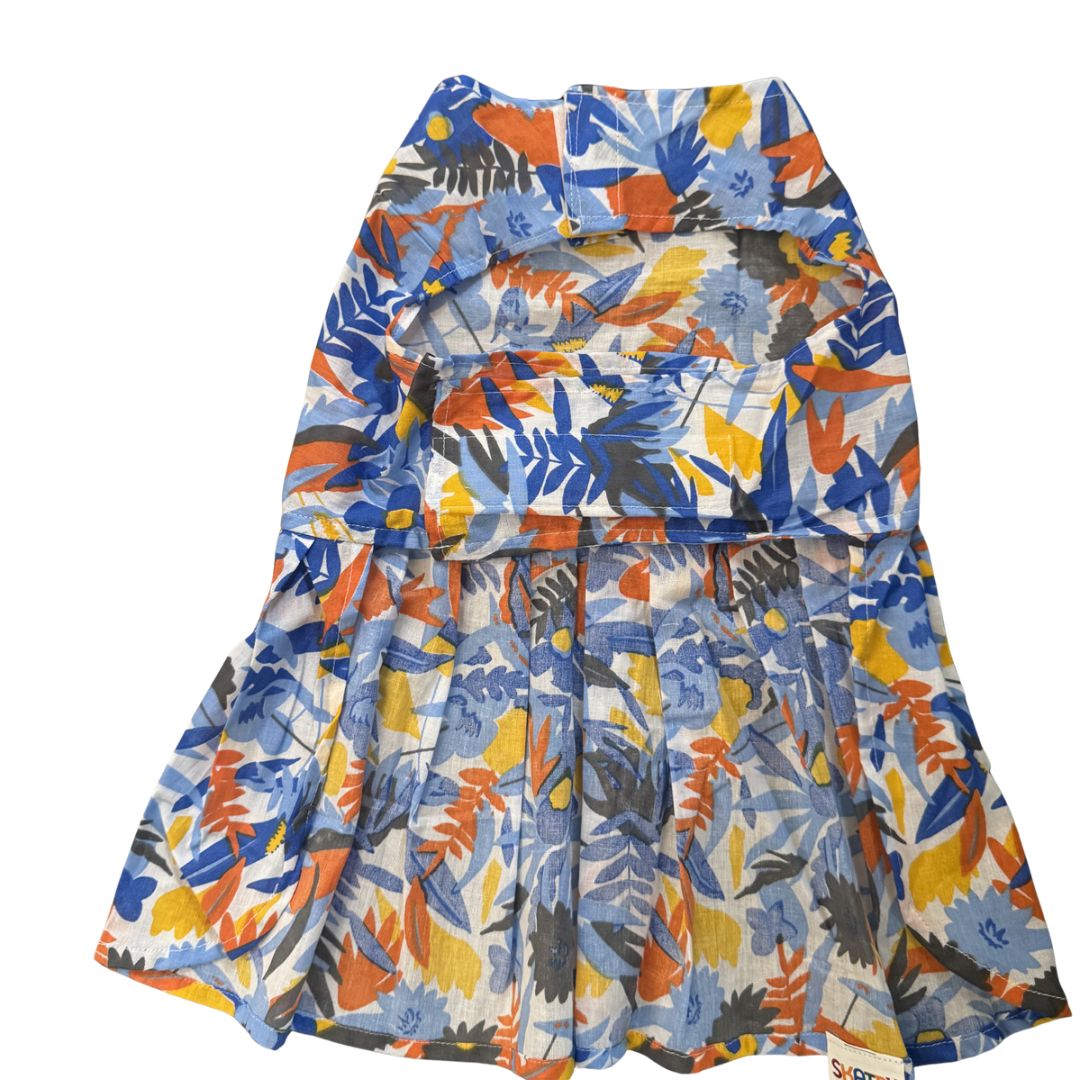 Skatrs Cotton Dress for Dogs and Cats (Blue Beach Print) Both-Clothing & Accessories Skatrs