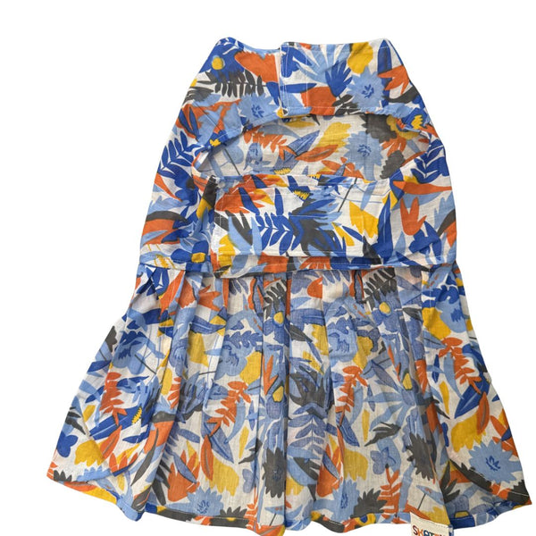 Skatrs Cotton Dress for Dogs and Cats (Blue Beach Print)