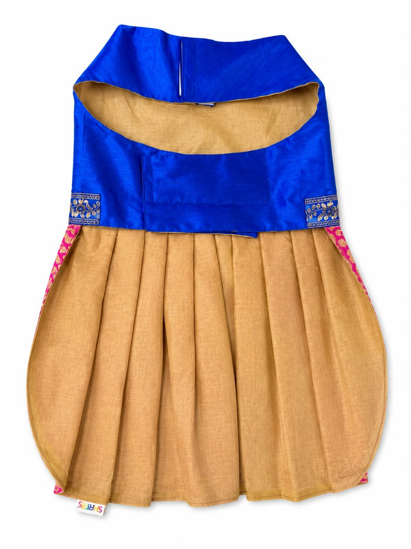 Skatrs Ethnic Lehenga Dress for Dogs and Cats (Royal Pink & Blue)
