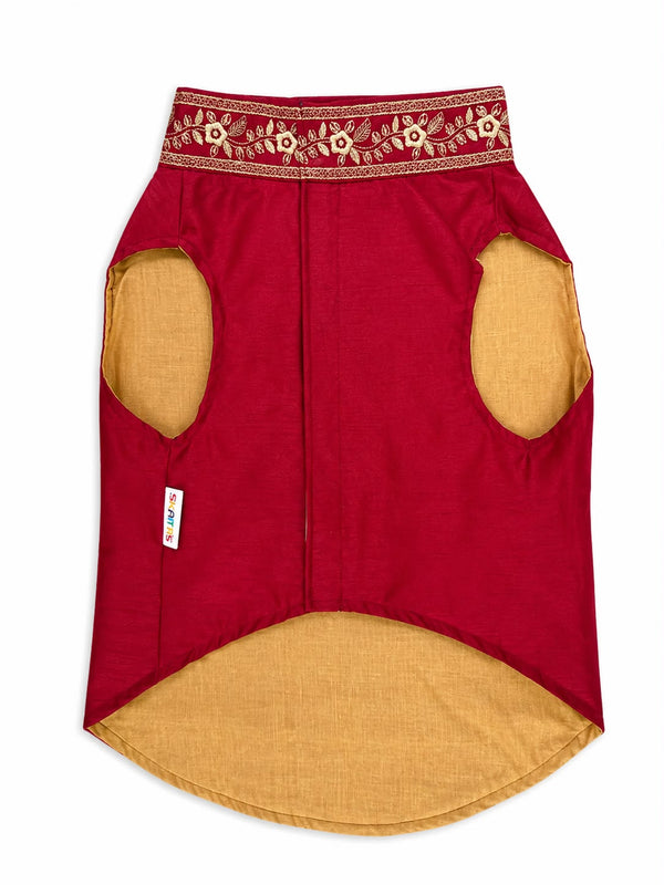 Skatrs Ethnic Sherwani for Dogs and Cats (Maroon)