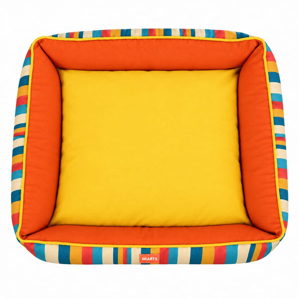 Skatrs Retro Stripe Bolster Bed for Dogs & Cats