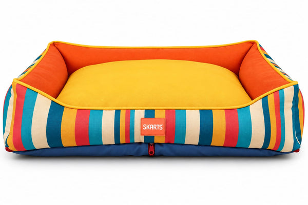 Skatrs Retro Stripe Bolster Bed for Dogs & Cats