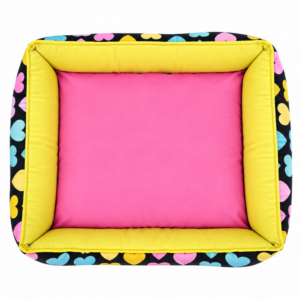Skatrs Pastel Heart Soft Bolster Bed for Dogs & Cats