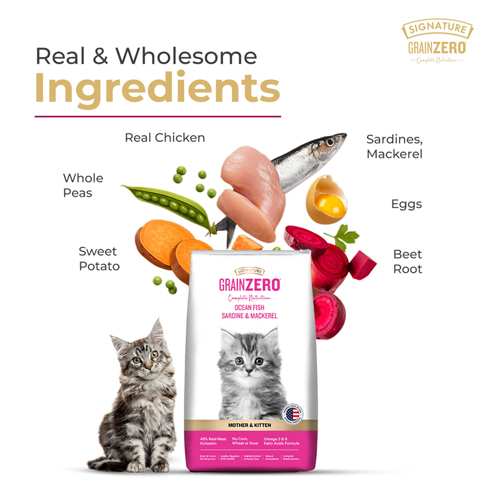 Signature Grain Zero Ocean Fish, Sardine and Mackerel Mother and Kitten Cat Dry Food Cats- Dry food Signature