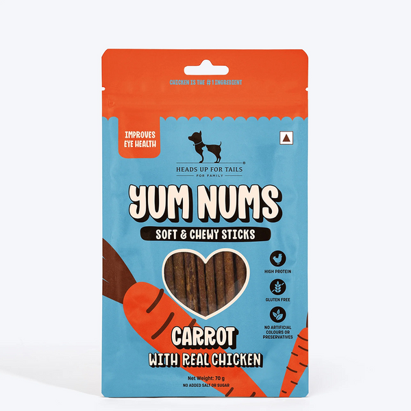 HUFT Yum Nums Grain Free Carrot with Real Chicken Soft & Chewy Sticks Dog Treats