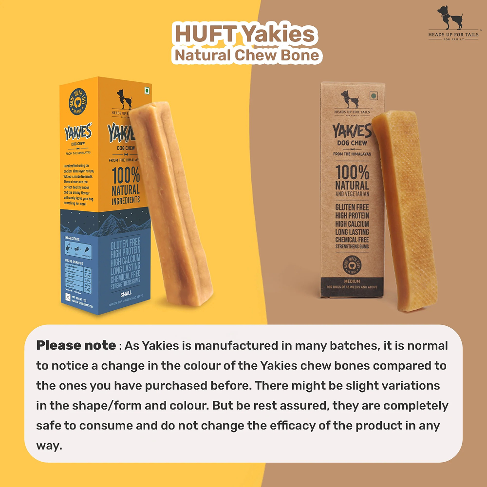 HUFT Yakies 100% Natural and Vegetarian Gluten Free Chew Bone for Dogs Dog Treats + Others Heads Up for Tails