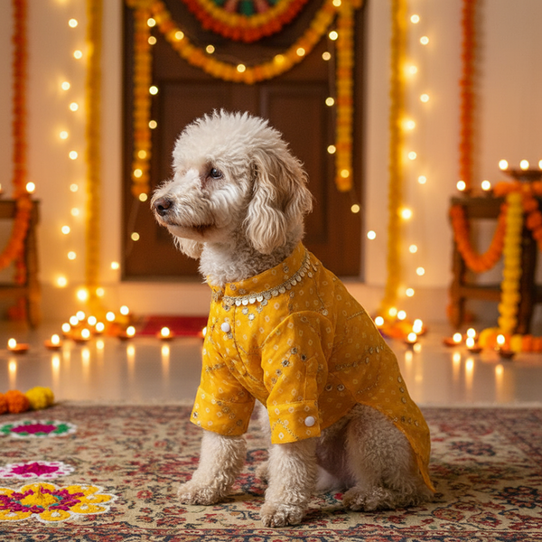 Dogobow Zig Zag Mirror Kurta for Cats & Dogs (Yellow)