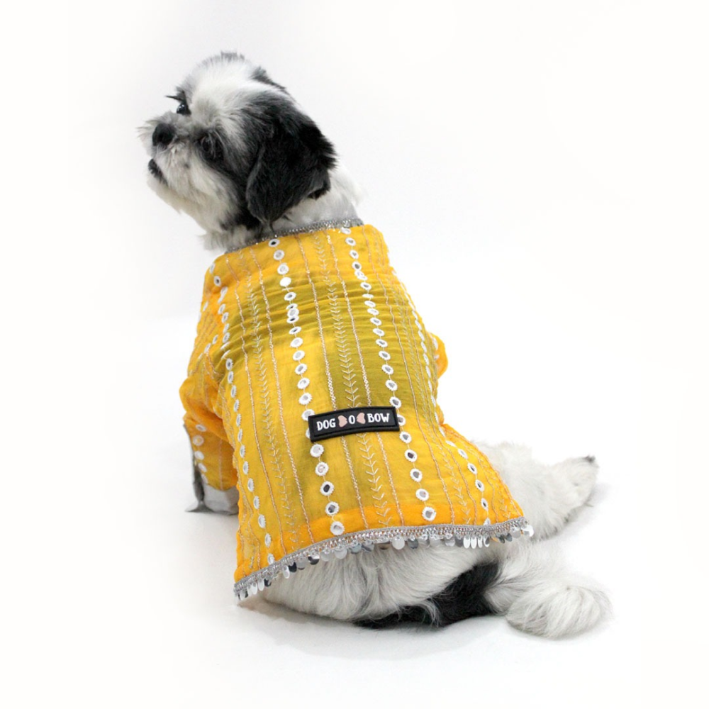 Dogobow Mirror Kurta for Dogs (Yellow)