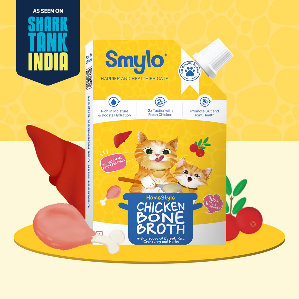 Smylo Hydration Rich Chicken with Carrot, Kale and Cranberry Bone Broth for Cats