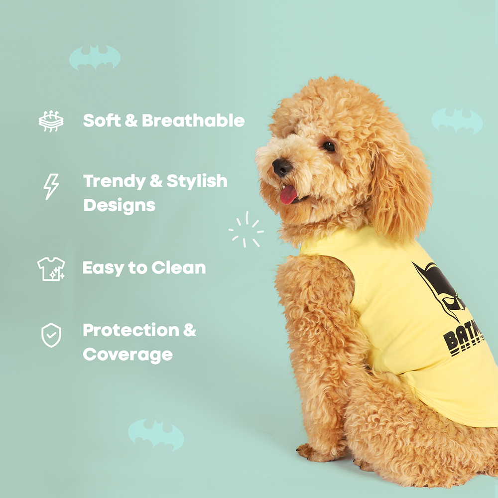 Warner Bros Batman T Shirt for Dogs and Cats (Yellow) Dogs-Clothing & Accessories Warner Bros