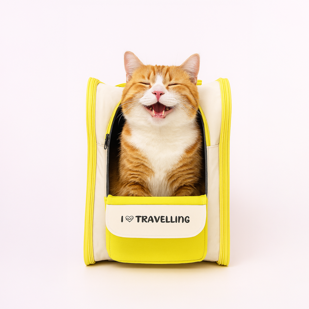 Skatrs Carrier Backpack with Front Pocket for Cats (Yellow) Cats-Bedding, Mats & Travel Supplies Skatrs 33cm