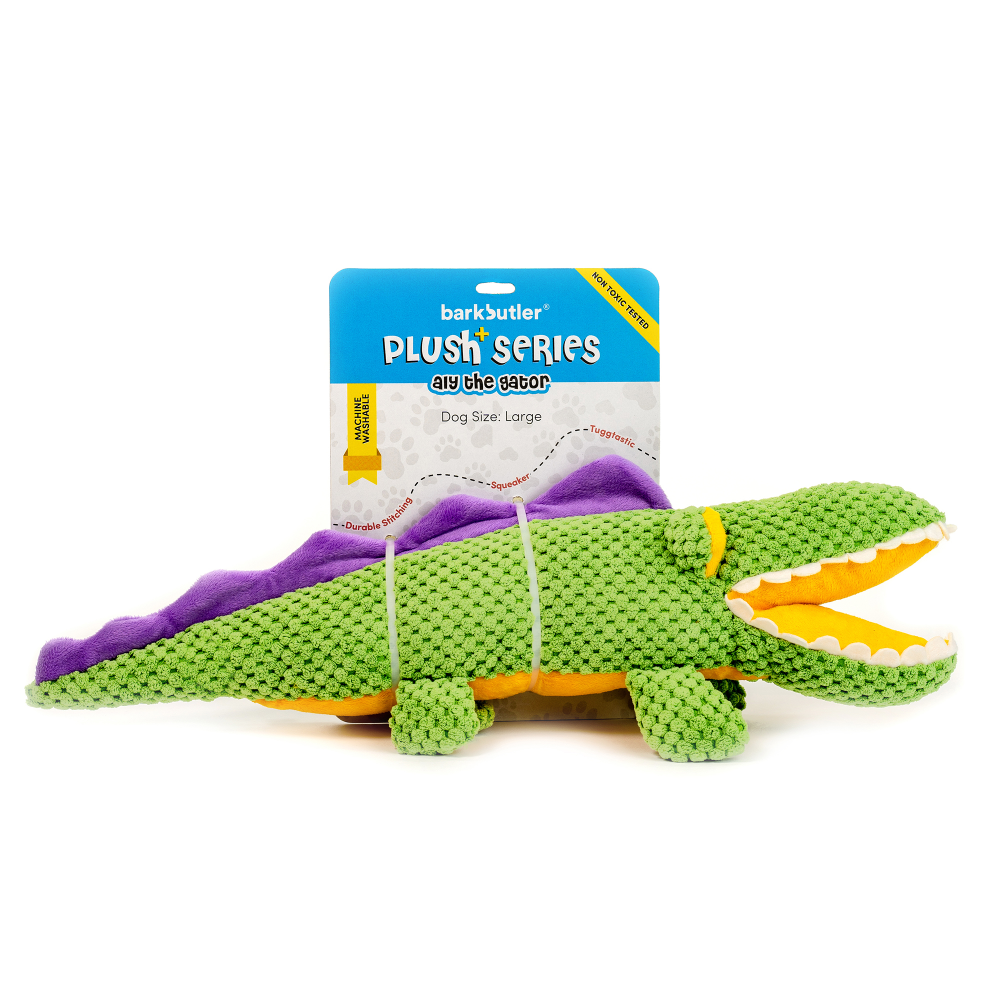 Barkbutler Aly The Gator Plush Toy for Dogs | For Medium Chewers (Green) Dogs-Toys Barkbutler 47x16cm