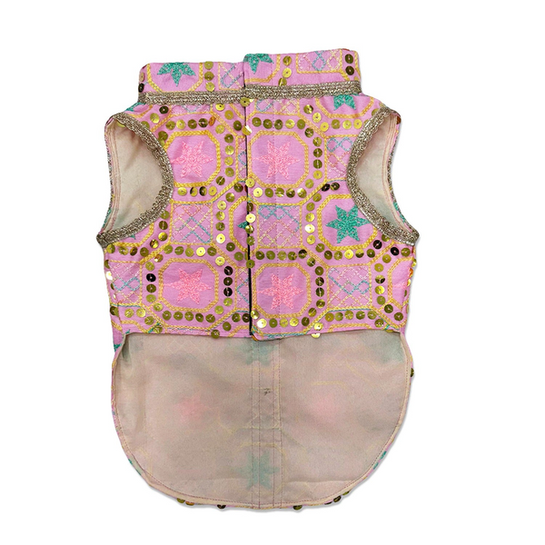 Pawsindia Traditional Nawabi Embroidered Kurta for Dogs (Pink)