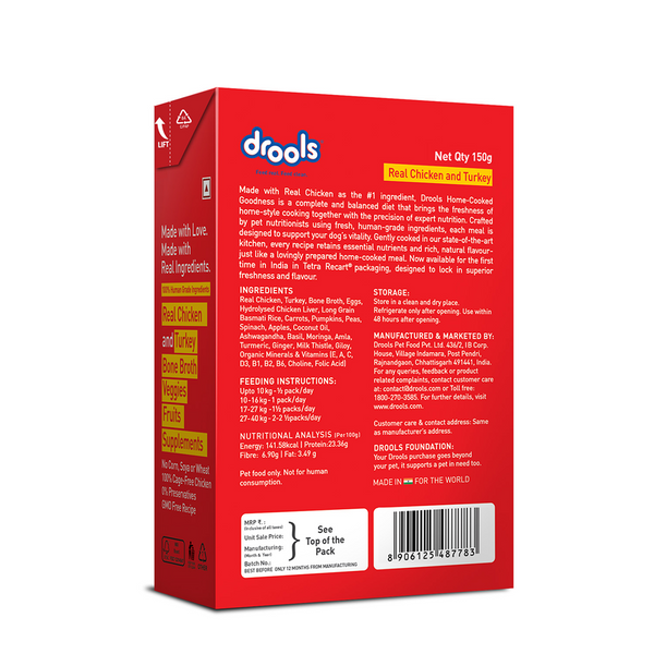 Drools Tetra Pack Real Chicken Turkey Dog Fresh Food