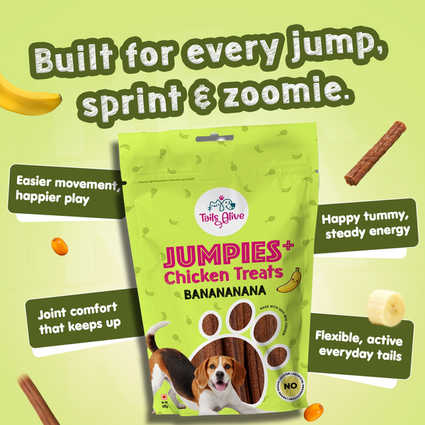 Tails Alive Jumpies+ Banana Chicken Treats Chew Sticks for Dogs