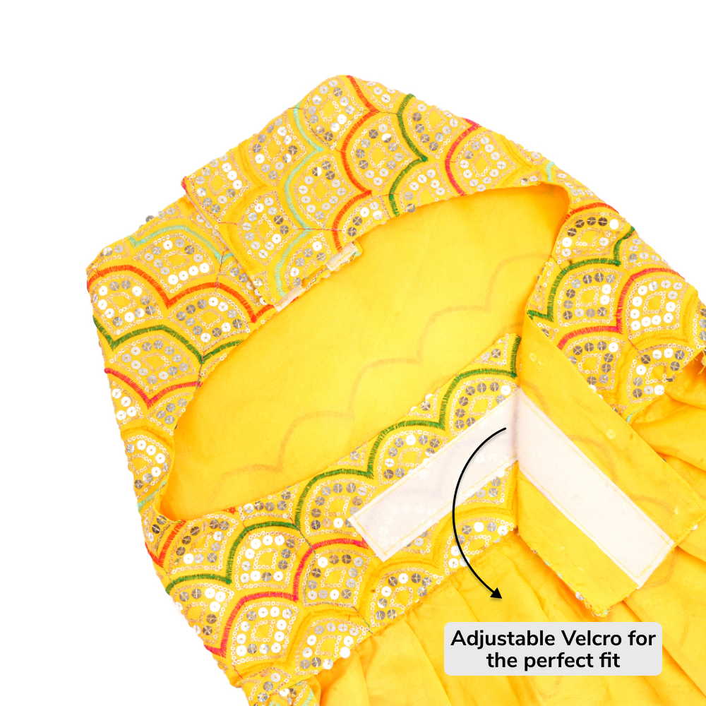 Skatrs Festive Sequence Embroidered Lehenga for Cats and Dogs (Yellow) Both-Clothing & Accessories Skatrs