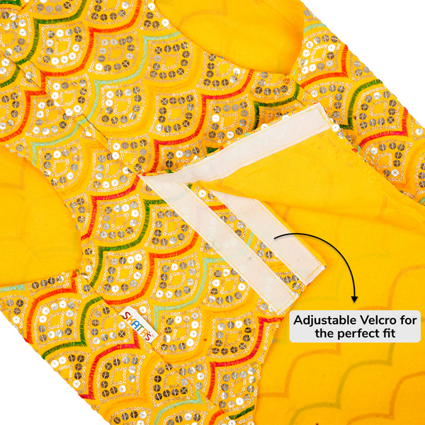 Skatrs Festive Sequence Embroidered Sherwani for Cats and Dogs (Yellow)