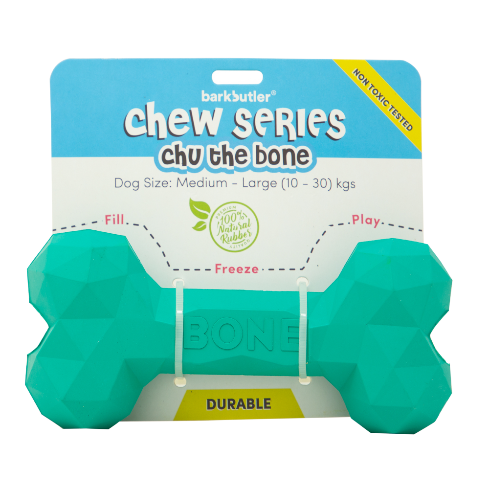 Barkbutler Chu the bone Treat Dispensing Toy for Dogs (Green) Dogs-Toys Barkbutler 15x7cm