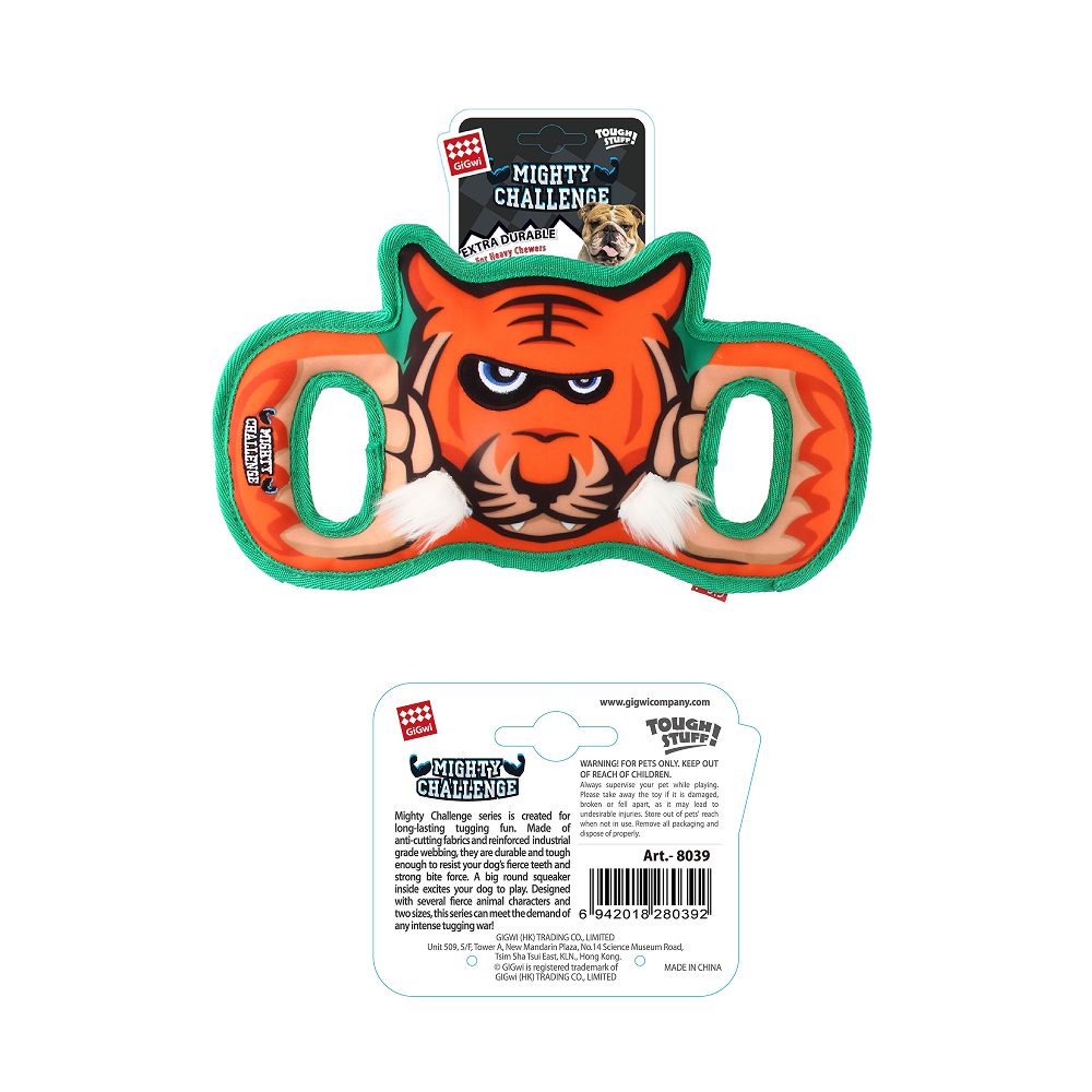 GiGwi Mighty Challenge Tiger Toy for Dogs (Orange/Blue) Dogs-Toys GiGwi