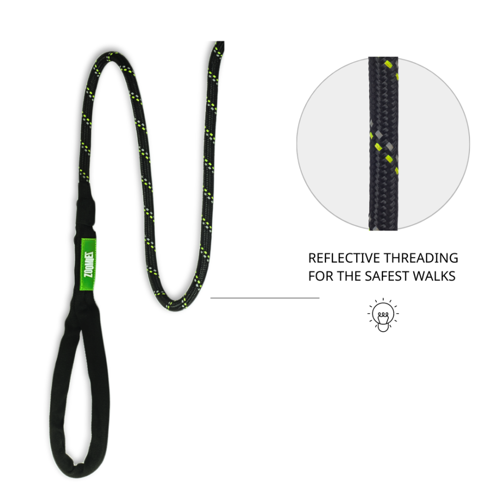 Zoomiez Tuff Rope Leash for Dogs (Black)