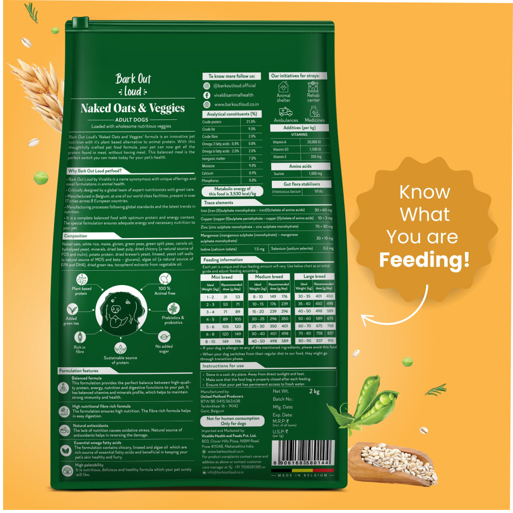 Bark Out Loud Naked Oats & Veggies, Veg Adult Dog Dry Food Dogs- Dry Food Bark Out Loud