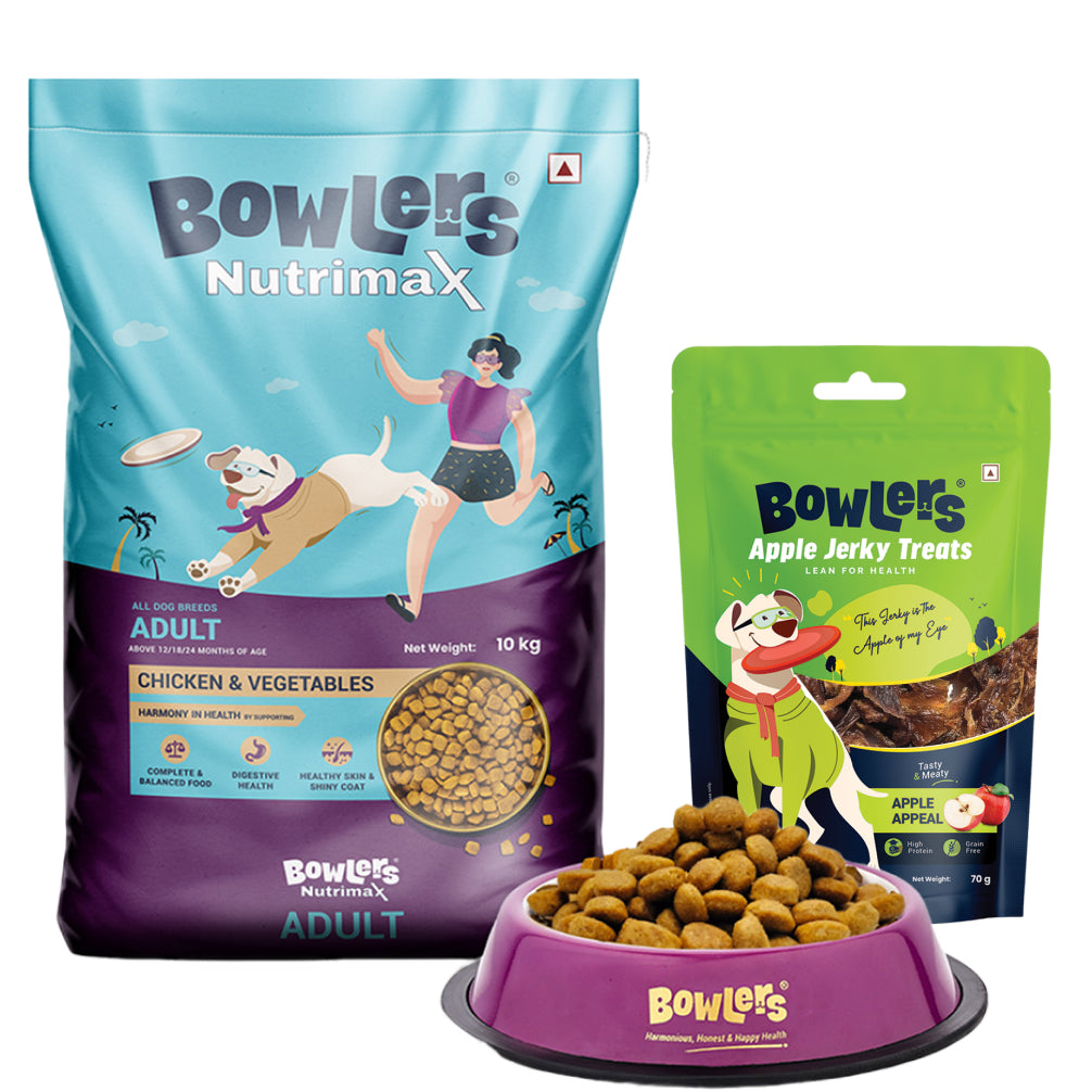 Bowlers Nutrimax Chicken and Vegetables Adult Dog Dry Food Dogs- Dry Food Bowlers 10kg+70g Treat Free