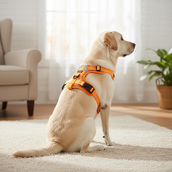Skatrs Fully Padded Comfort Fiery Reflective Harness for Dogs & Cats (Orange)