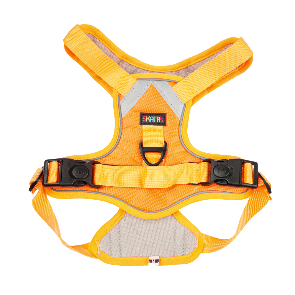 Skatrs Fully Padded Comfort Fiery Reflective Harness for Dogs & Cats (Orange) Both-Collar, Leashes, harnesses Skatrs