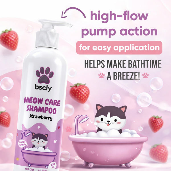 Bscly Strawberry Meow Care Shampoo for Cats