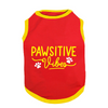 PawsIndia Pawsitive Vibes Printed with Ribbed Sleeves TShirt for Dogs (Red) Dogs-Clothing & Accessories Pawsindia Dropship