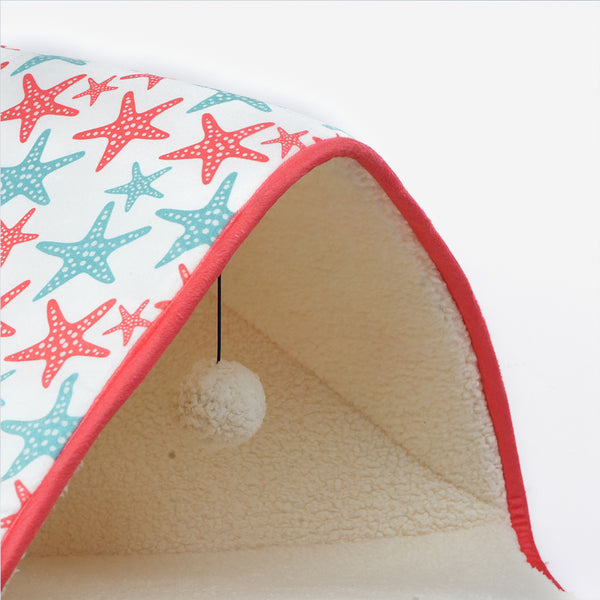 Skatrs Cozy Tent for Cats, Kittens and Small Dogs (Coral Red and Blue)